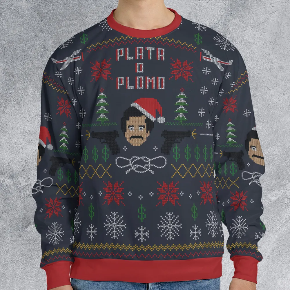 Plata O Plomo Narcos Ugly Christmas Sweatshirt - 3