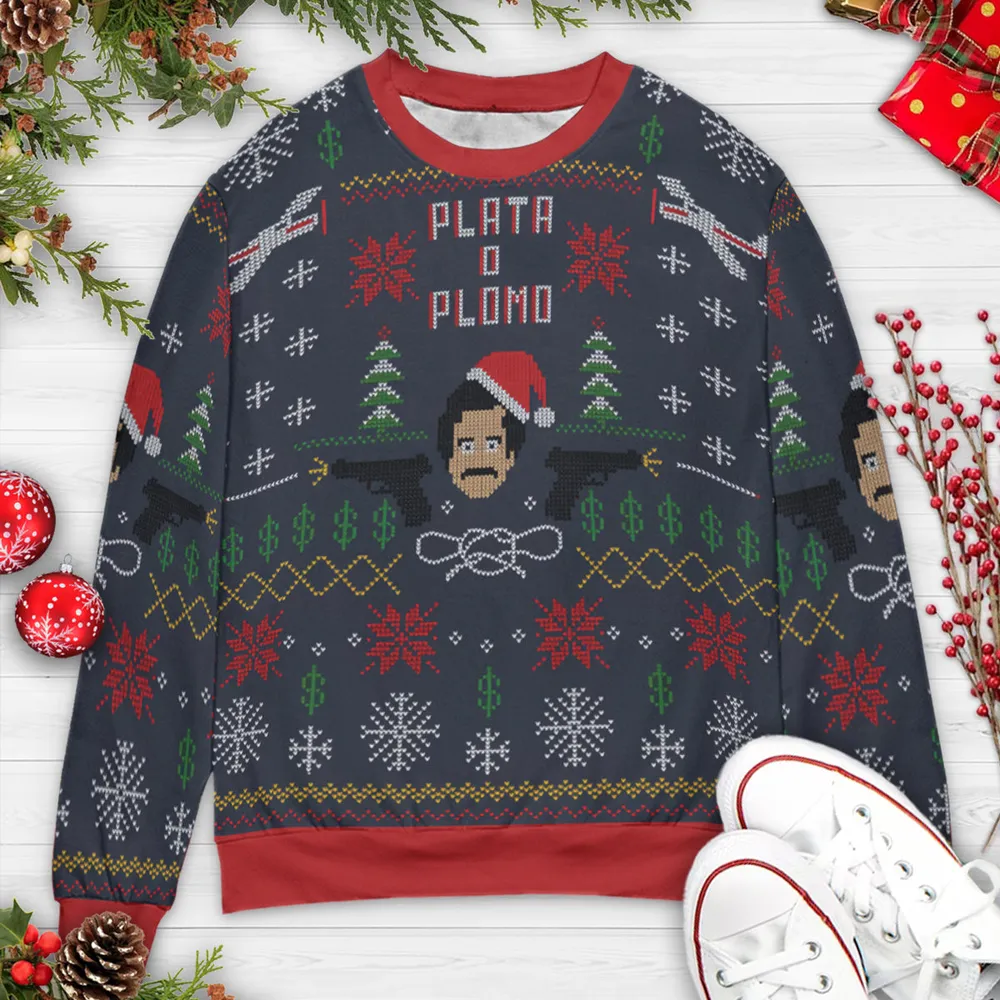 Plata O Plomo Narcos Ugly Christmas Sweatshirt - 2