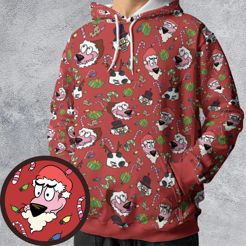 Courageous Christmas Courage the Cowardly Dog Full Print Hoodie - 1