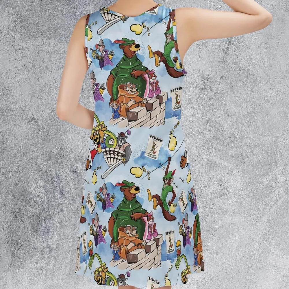 Robin Hood Characters Pattern Casual Sleeveless Dress - 3
