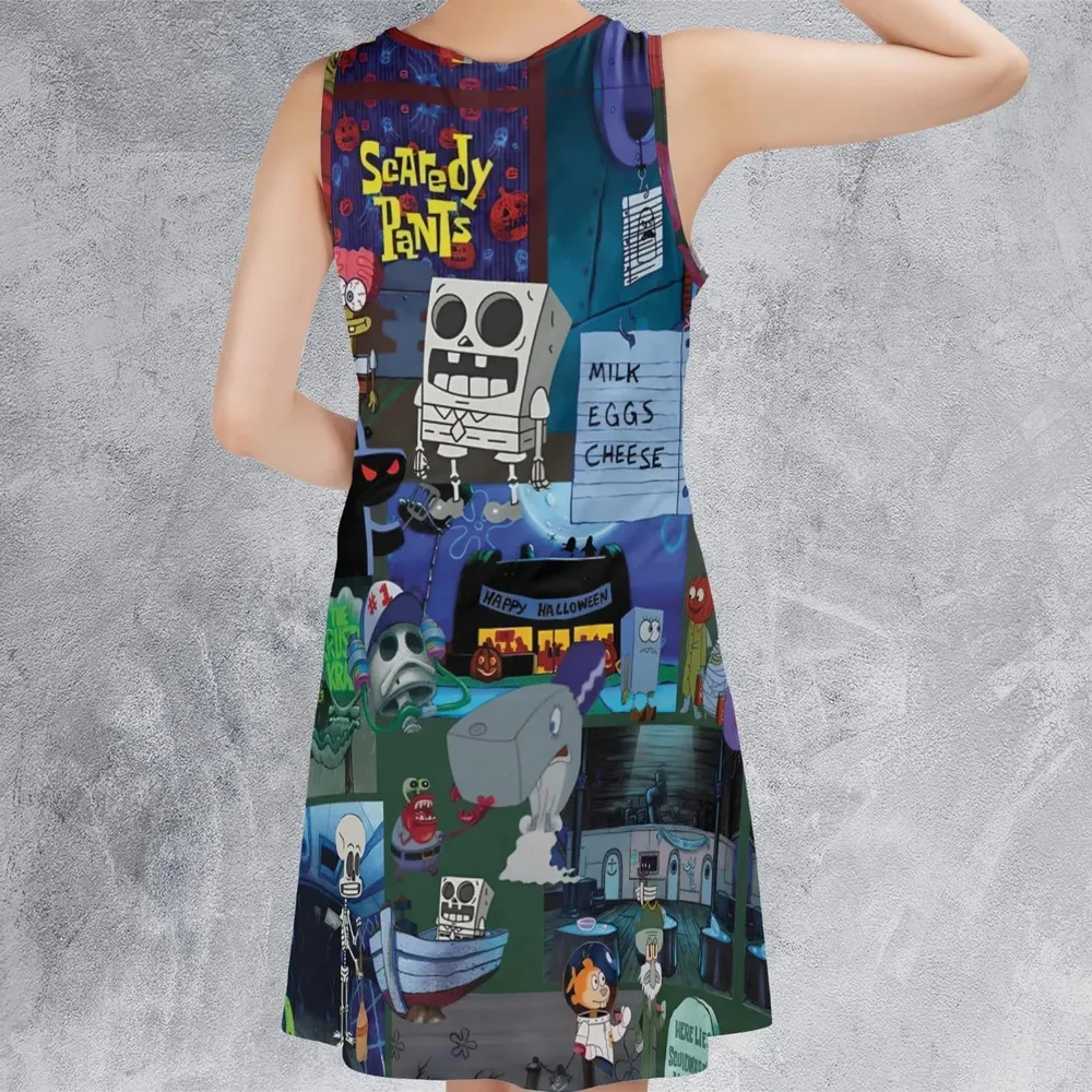 Scary Spongebob Squarepants Casual Sleeveless Dress - 3