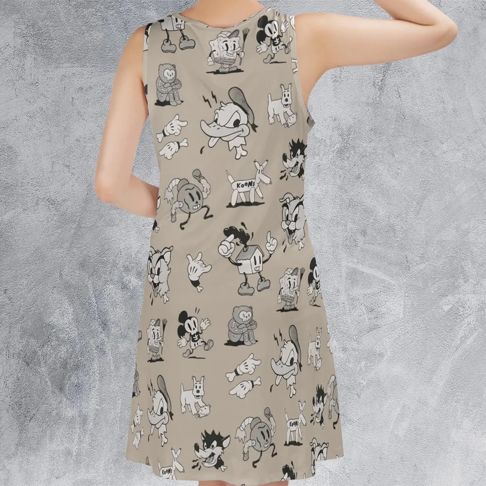 Creepy Toon Friends Casual Sleeveless Dress - 3