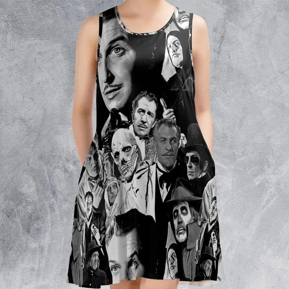 Horror Characters The Many Faces Of Vincent Price Casual Sleeveless Dress - 2