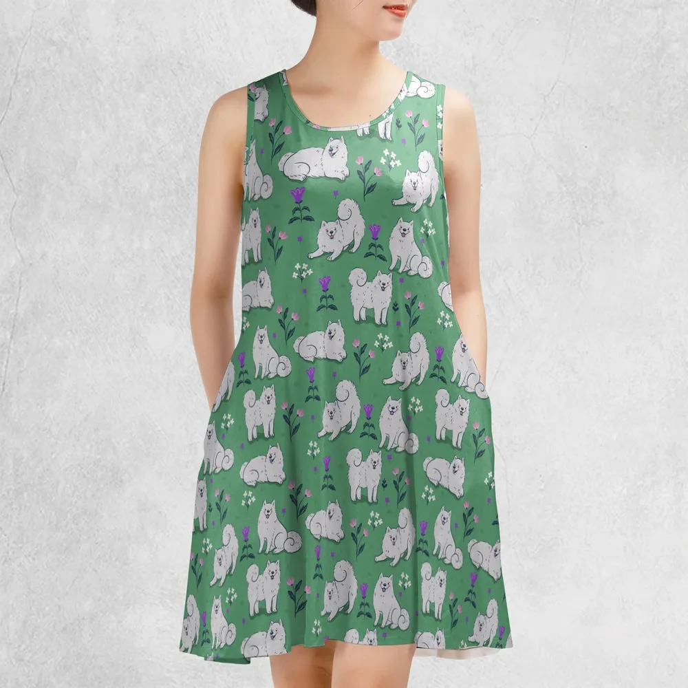 Samoyed Dog Casual Sleeveless Dress - 2
