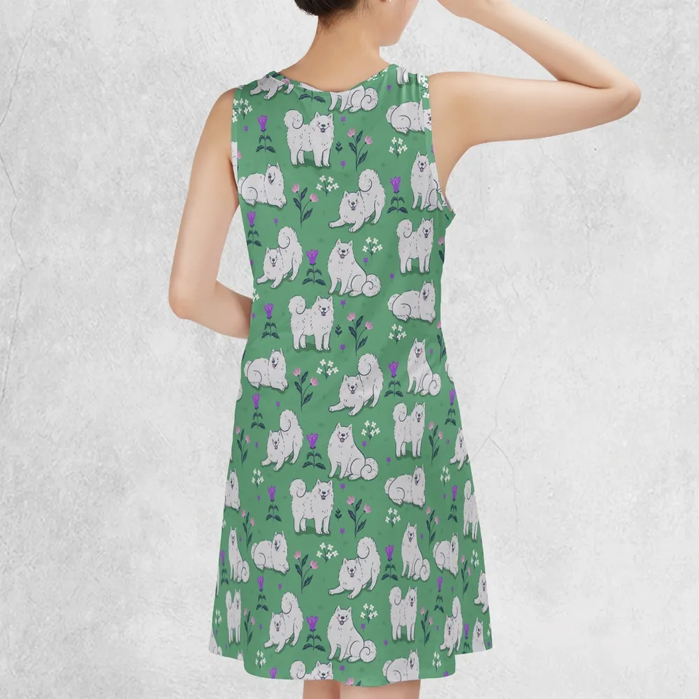 Samoyed Dog Casual Sleeveless Dress - 3