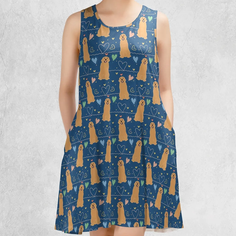 Golden Retriever Casual Sleeveless Dress - 2