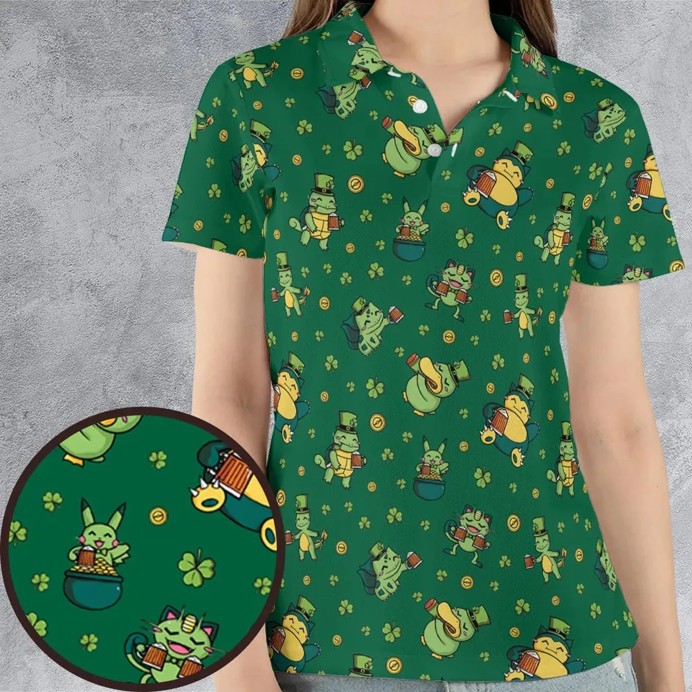 Happy St. Patrick day Pokemon Green Unisex Polo Shirt - 4