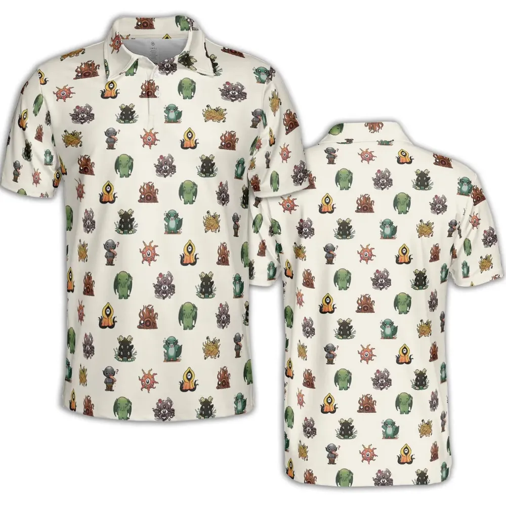 Lovecraft Demons Cute H.P. Lovecraft Monsters Pattern Unisex Polo Shirt - 2