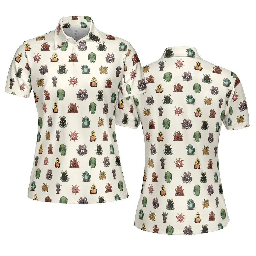 Lovecraft Demons Cute H.P. Lovecraft Monsters Pattern Unisex Polo Shirt - 5