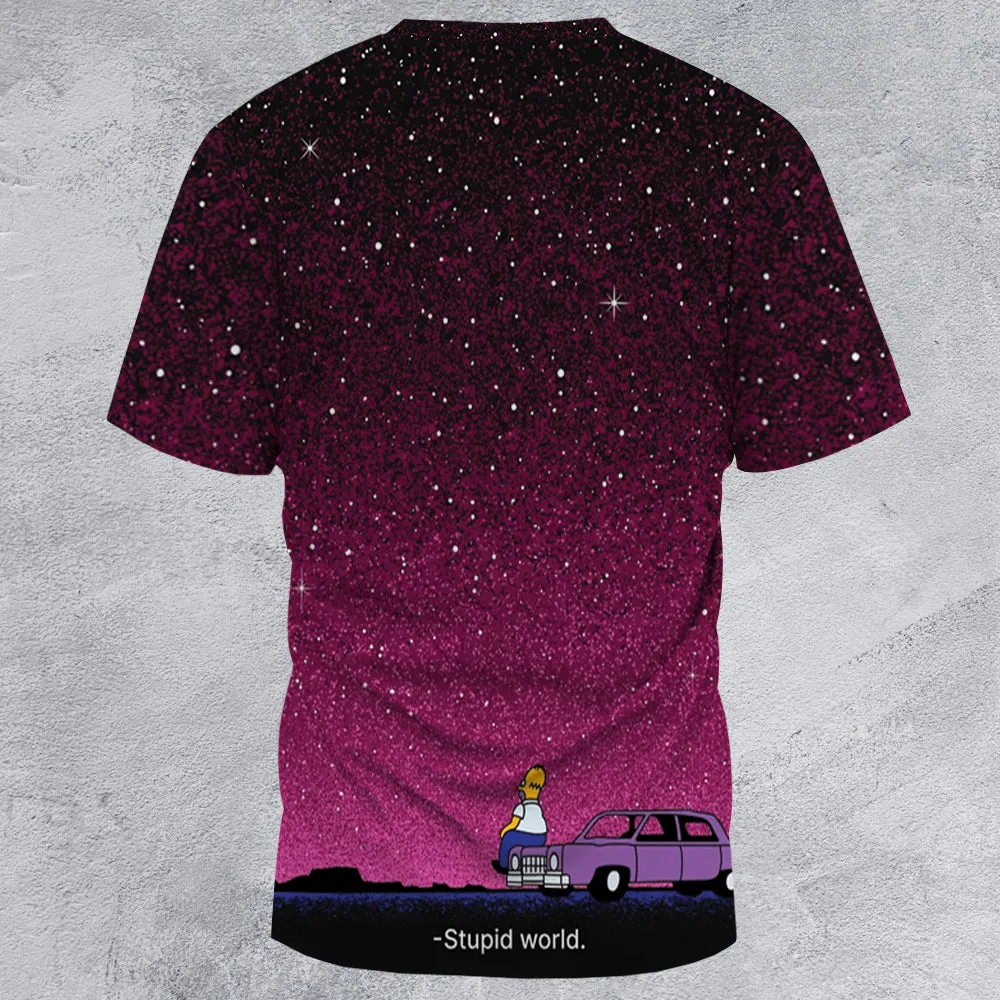 Stupid World The Simpsons All-Over Print Unisex T-Shirt - 3