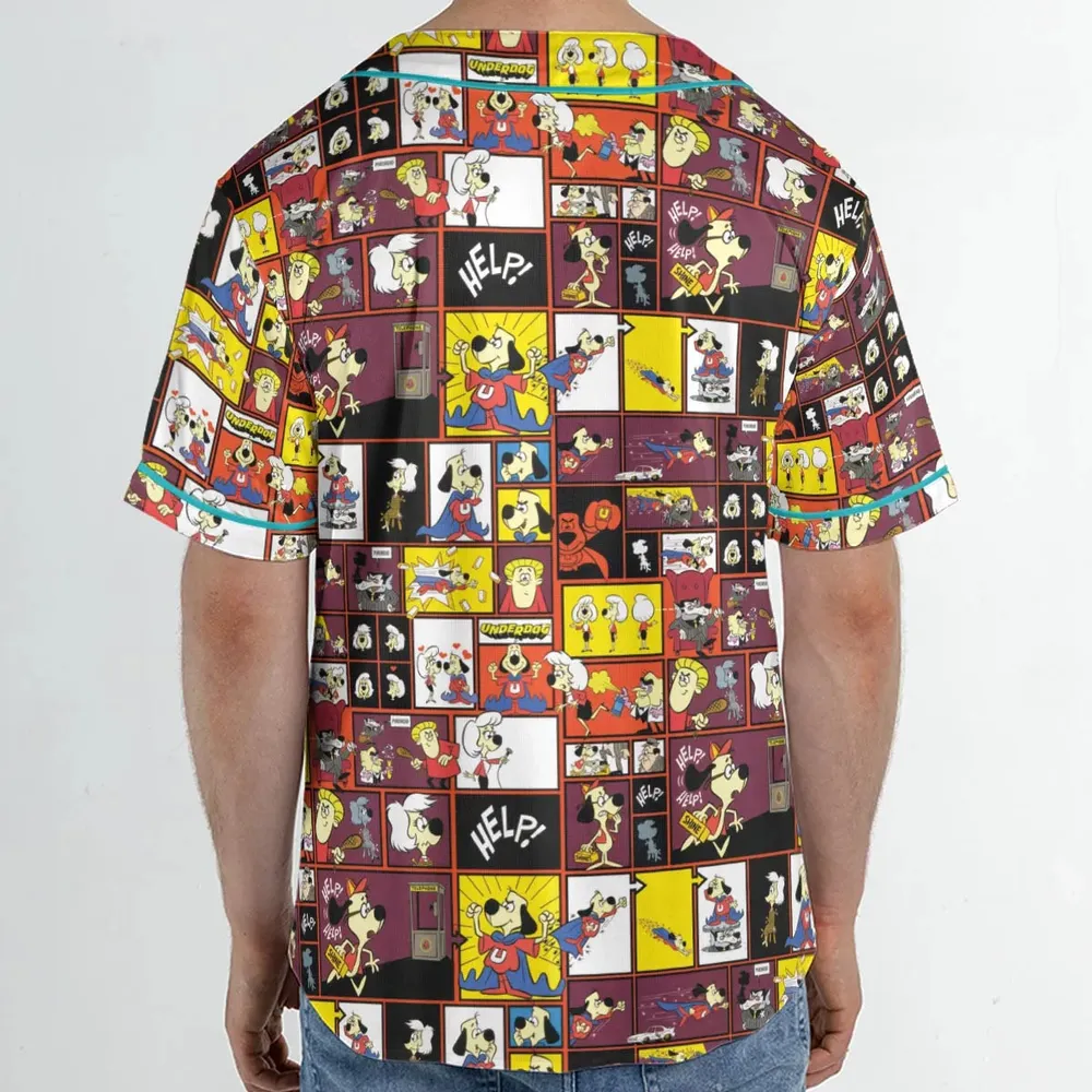 Underdog Cartoon Pattern Baseball Jersey - 2
