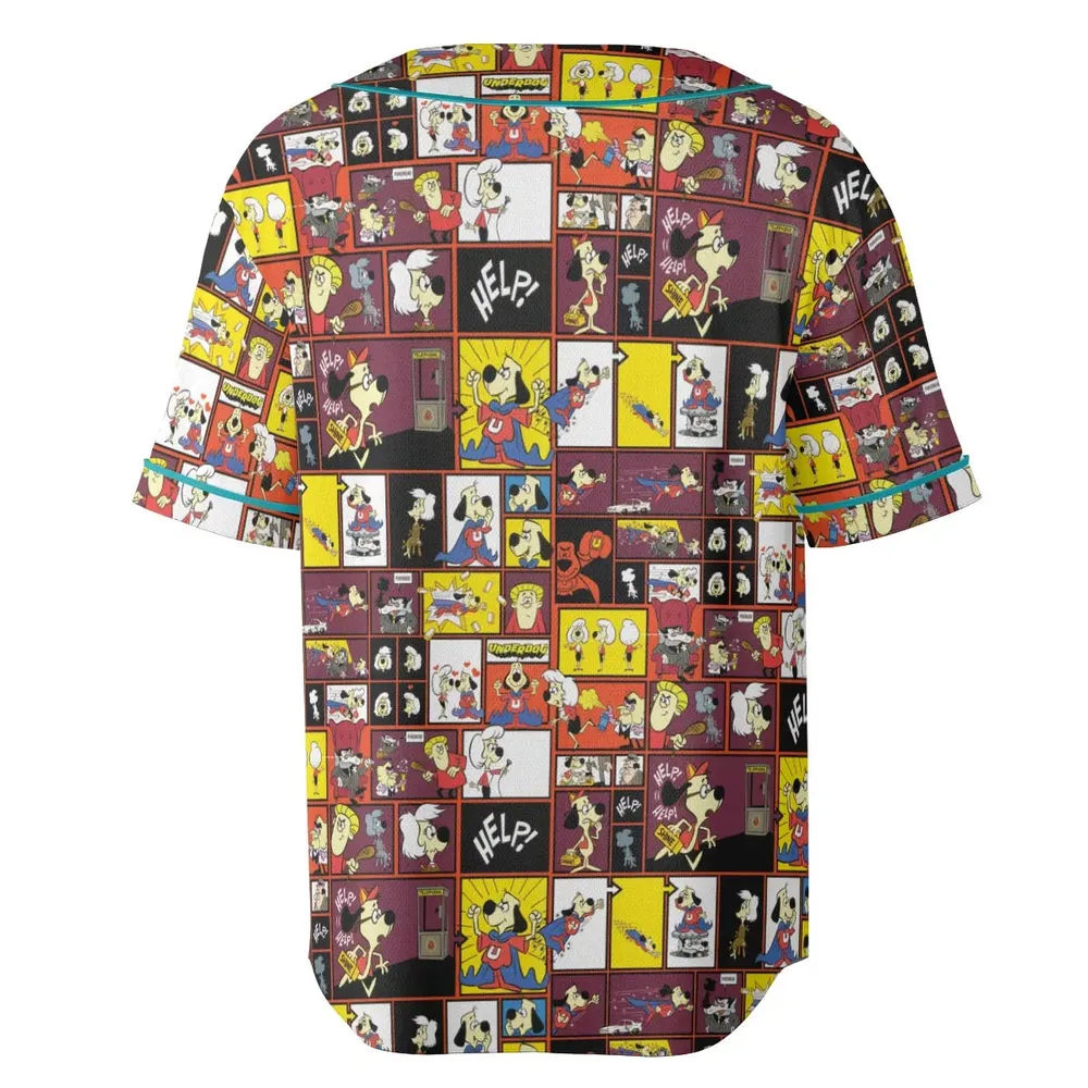 Underdog Cartoon Pattern Baseball Jersey - 4
