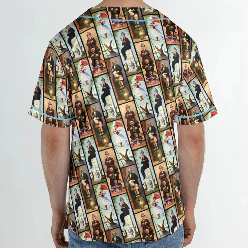 Haunted Mansion Vintage Stretch Pattern Baseball Jersey - 2