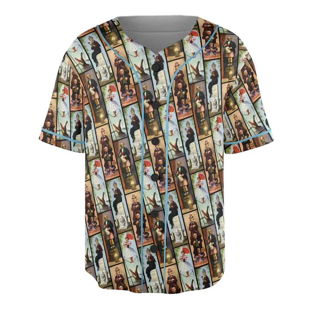Haunted Mansion Vintage Stretch Pattern Baseball Jersey - 3