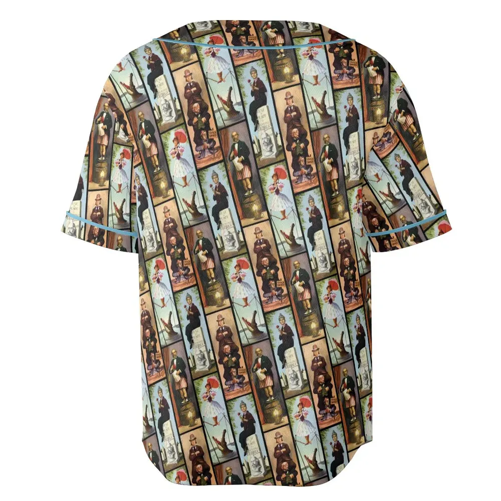 Haunted Mansion Vintage Stretch Pattern Baseball Jersey - 4