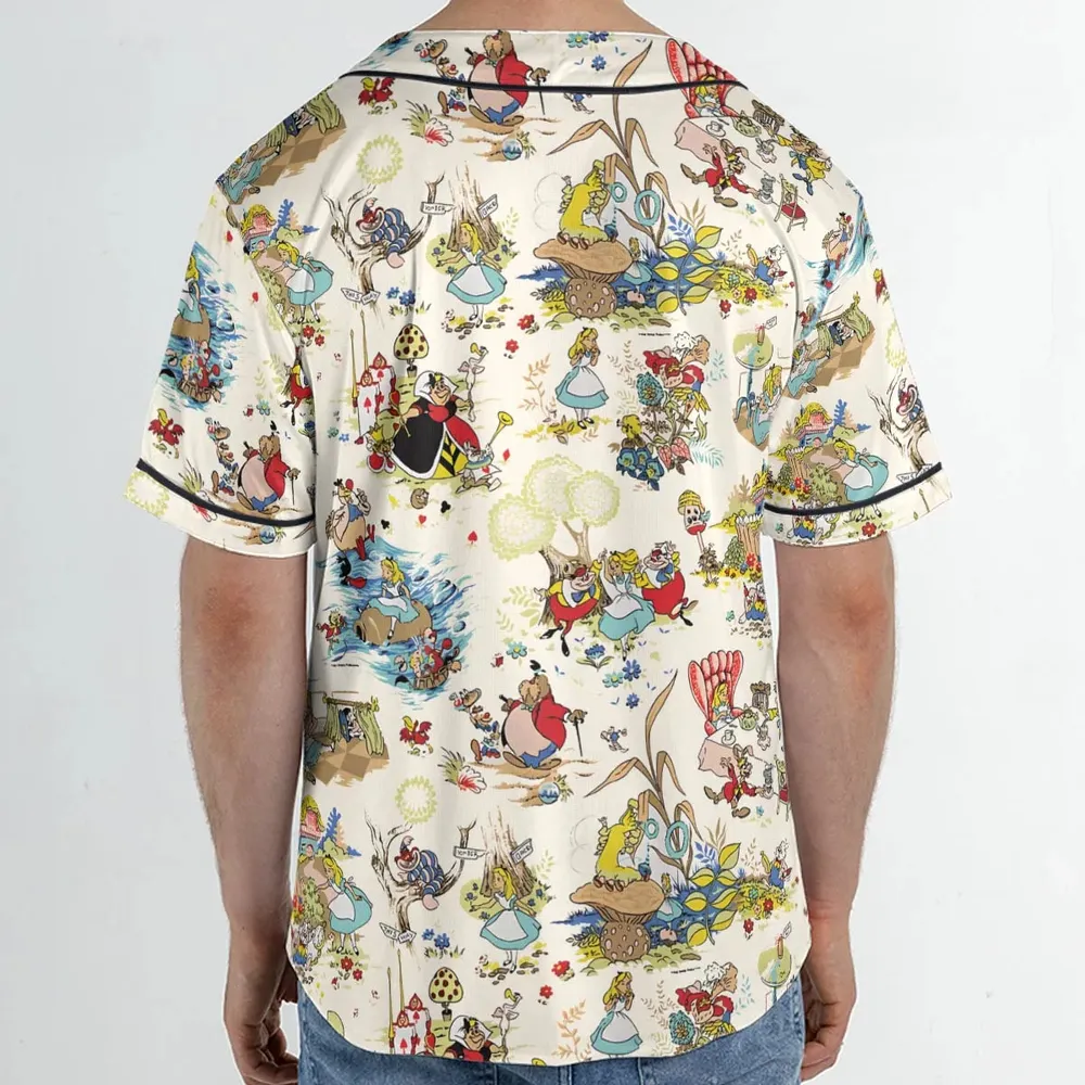 Alice In Wonderland Pattern Baseball Jersey - 2