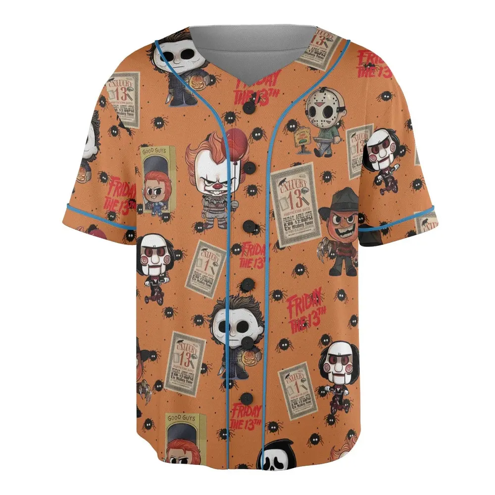 Chibi Horror Characters Baseball Jersey - 3