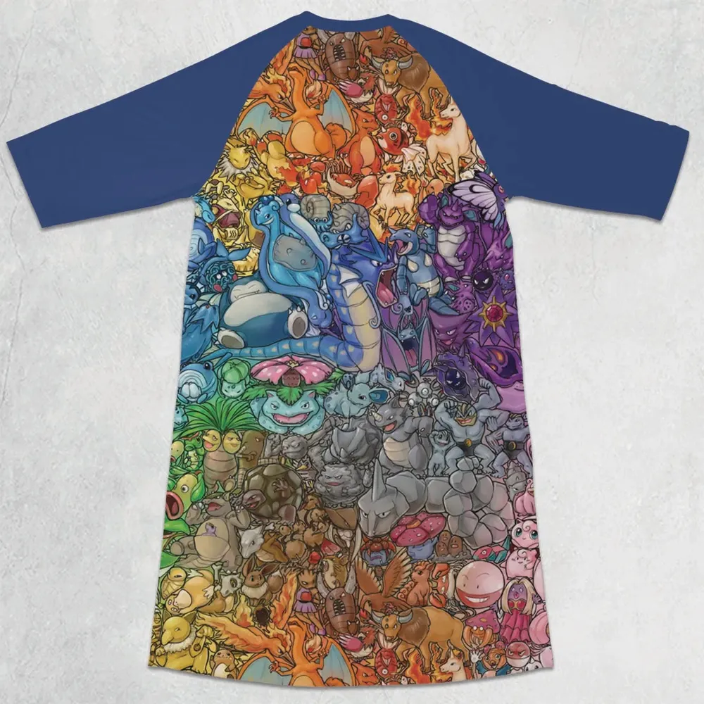 Rainbow Epic Pokemon 3/4 Sleeve Raglan Dress - 2