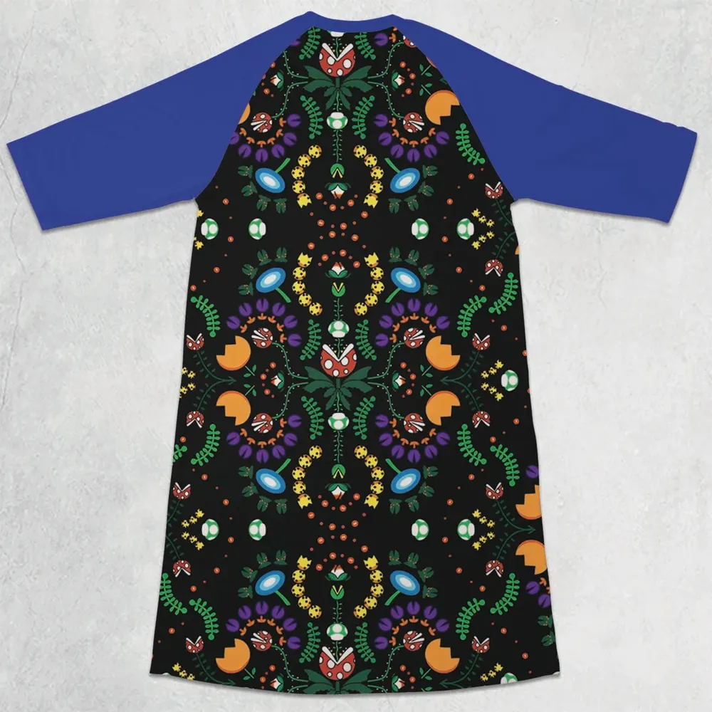 Mario Bros Piranha Plant 3/4 Sleeve Raglan Dress - 2