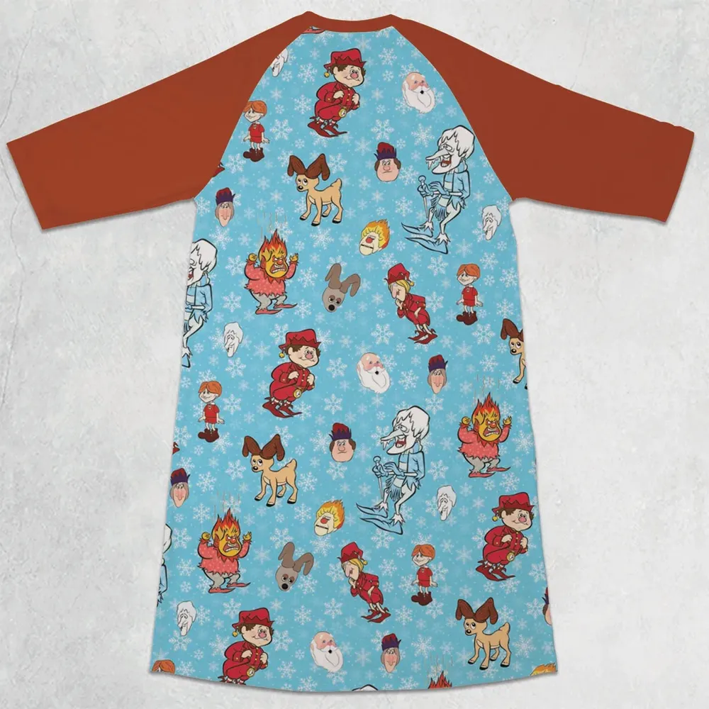 A Miser Brothers The Year Without a Santa Claus 3/4 Sleeve Raglan Dress - 2