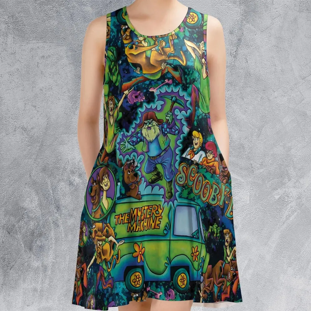 Monsters Mayhem and The Mystery Machine Scooby Doo Casual Sleeveless Dress - 2