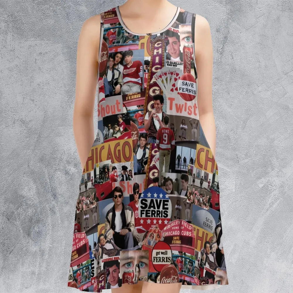 Vintage Aesthetic Ferris Bueller's Day Off Casual Sleeveless Dress - 2