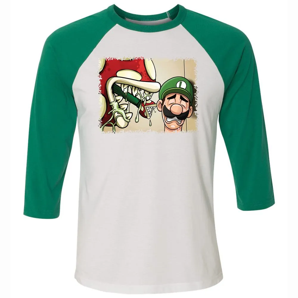 Unisex 3/4 Baseball Tee - NGAELQJF - White/Kelly - 6