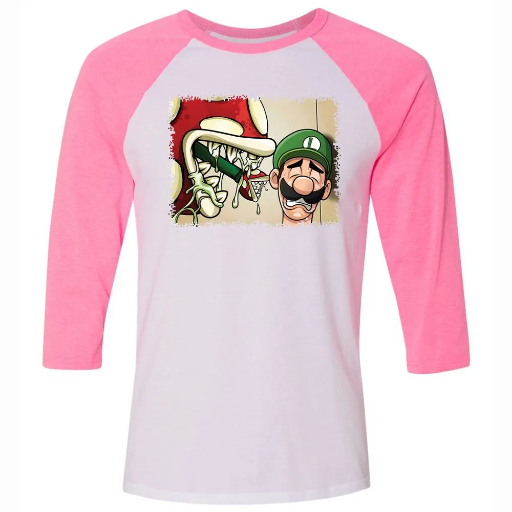 Unisex 3/4 Baseball Tee - NGAELQJF - White/Neon Pink - 12