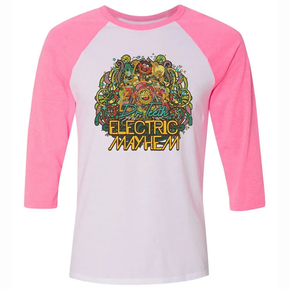 Unisex 3/4 Baseball Tee - 1V6GPTFR - White/Neon Pink - 12
