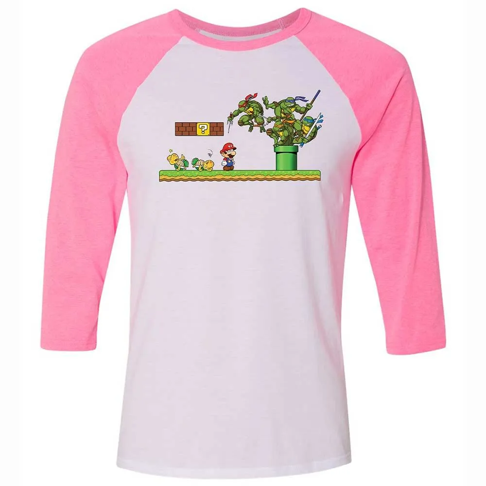 Unisex 3/4 Baseball Tee - VL5WHL6F - White/Neon Pink - 12