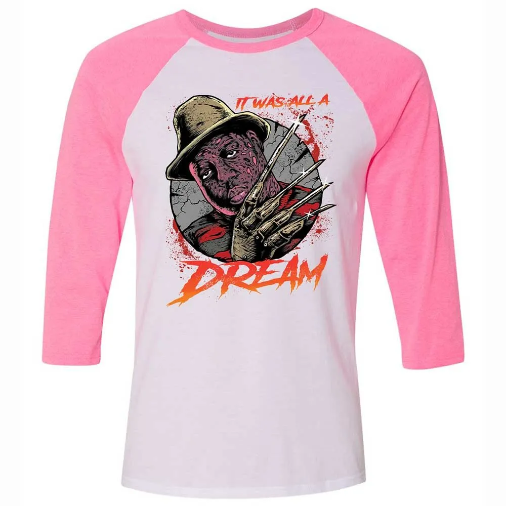 Unisex 3/4 Baseball Tee - A9HC2J68 - White/Neon Pink - 12