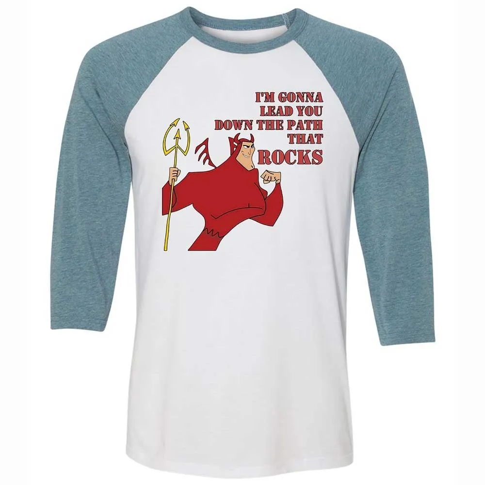 Unisex 3/4 Baseball Tee - WJKWDVDE - White/Denim - 3