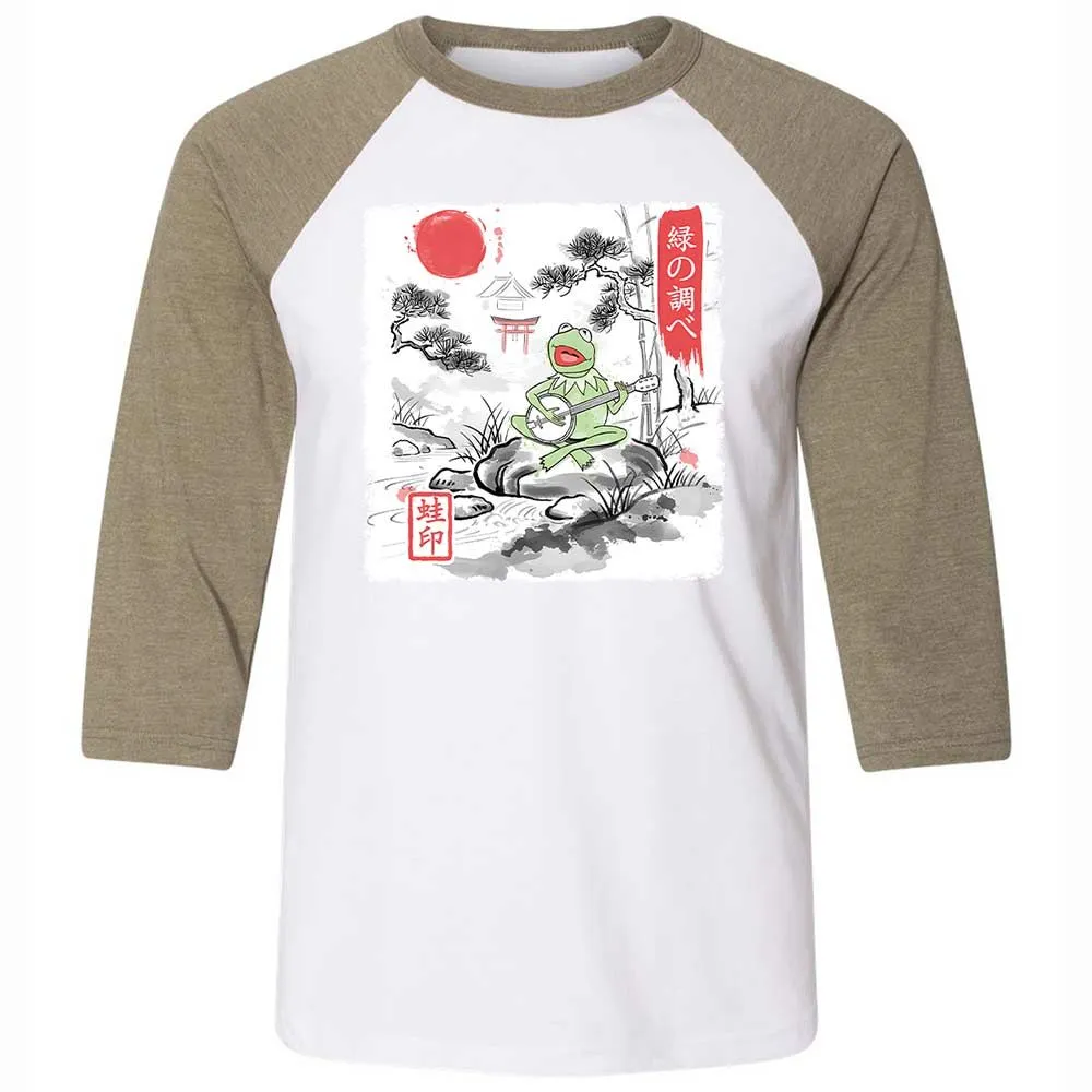 Unisex 3/4 Baseball Tee - DTFZMT88 - White/Heather Olive - 4