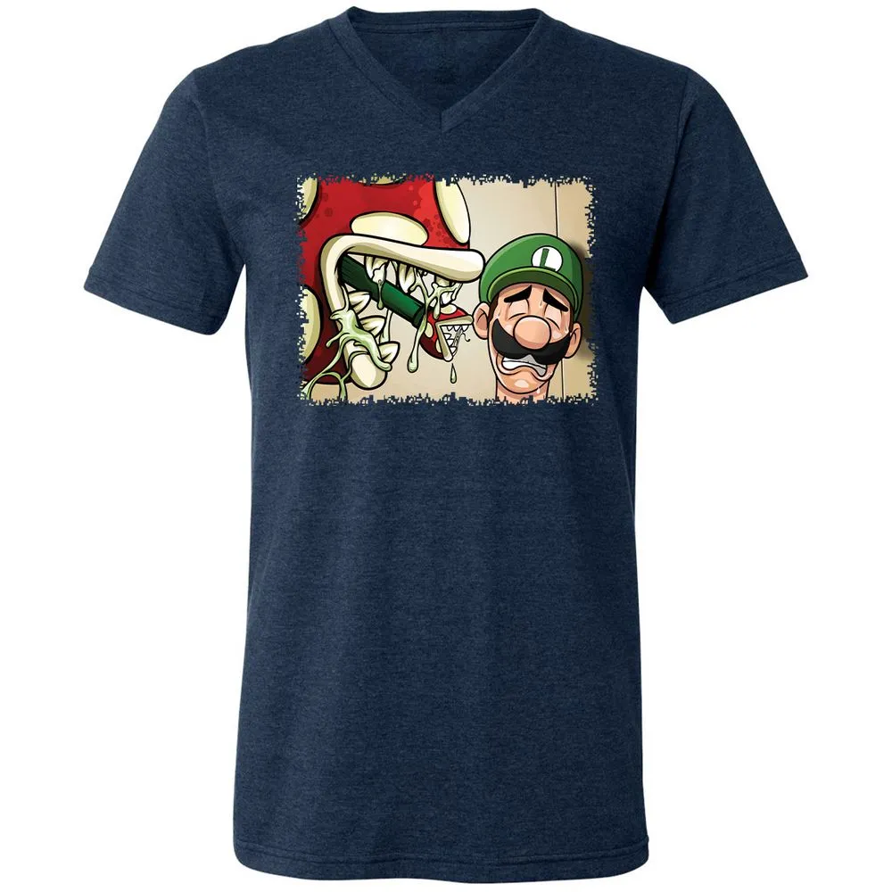 Unisex V-Neck T-Shirt - XJW8PZVB - Heather Navy - 3