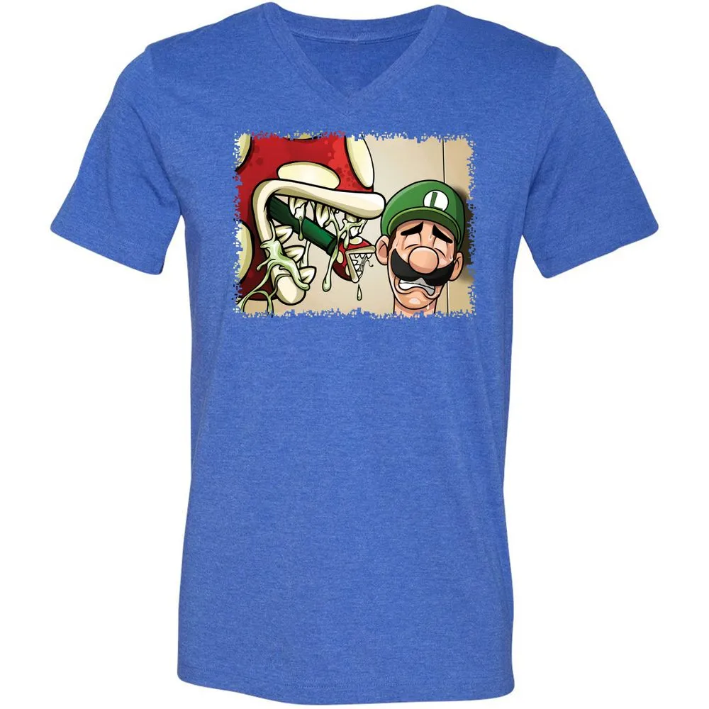 Unisex V-Neck T-Shirt - XJW8PZVB - Heather True Royal - 5