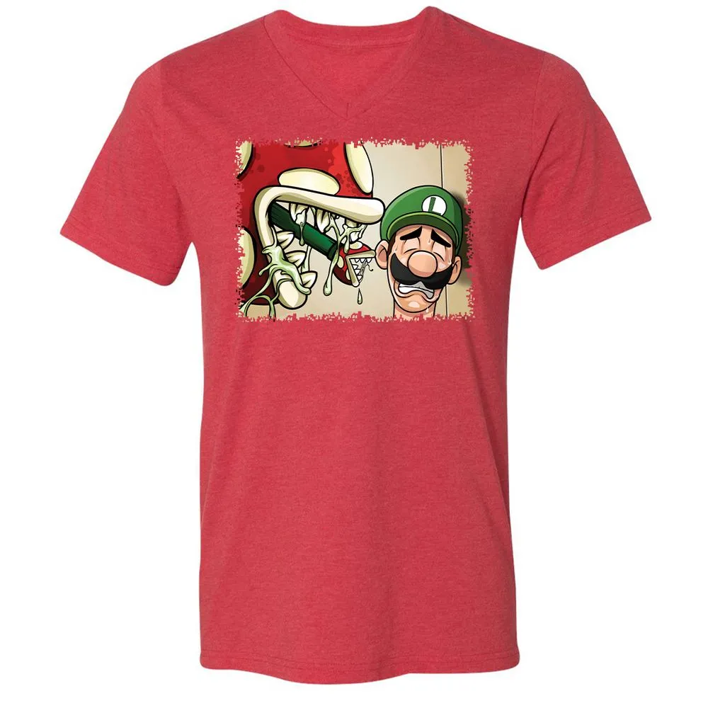 Unisex V-Neck T-Shirt - XJW8PZVB - Heather Red - 7