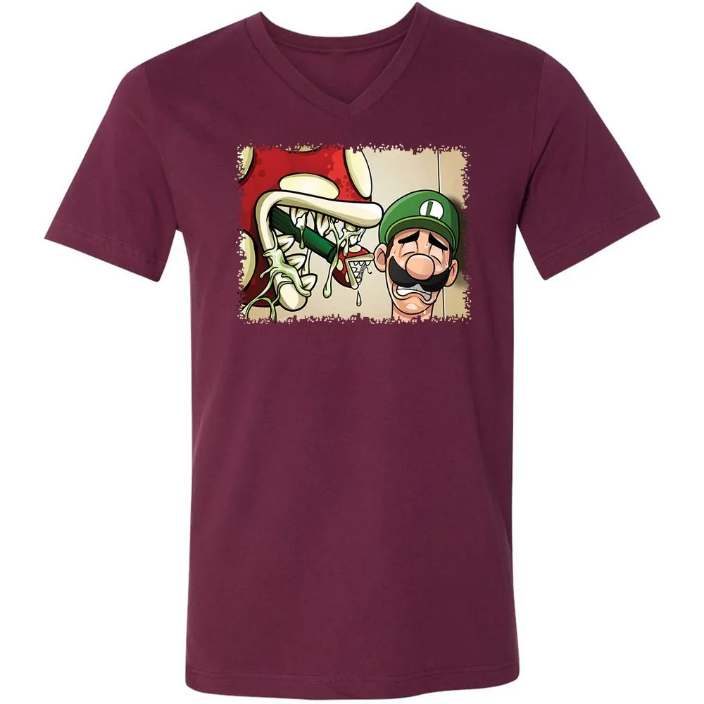 Unisex V-Neck T-Shirt - XJW8PZVB - Maroon - 8