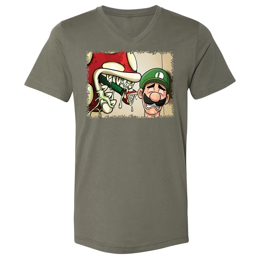 Unisex V-Neck T-Shirt - XJW8PZVB - Military Green - 11
