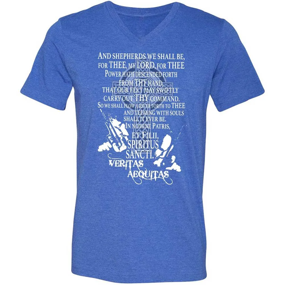 Unisex V-Neck T-Shirt - 9G9GZ6C3 - Heather True Royal - 5