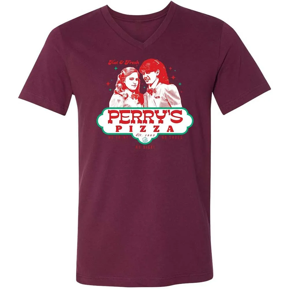 Unisex V-Neck T-Shirt - VX1M5QGW - Maroon - 14