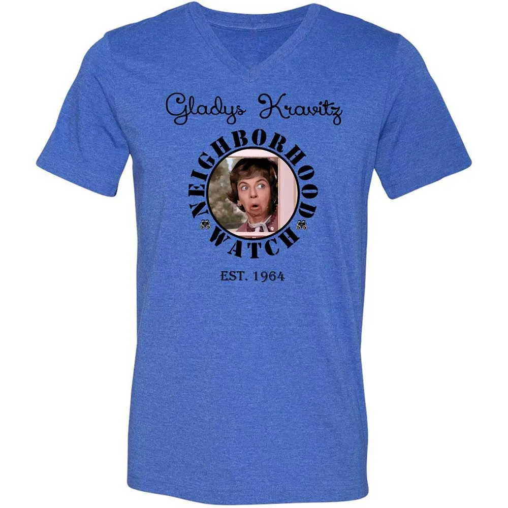 Unisex V-Neck T-Shirt - TAZQTQEM - Heather True Royal - 4