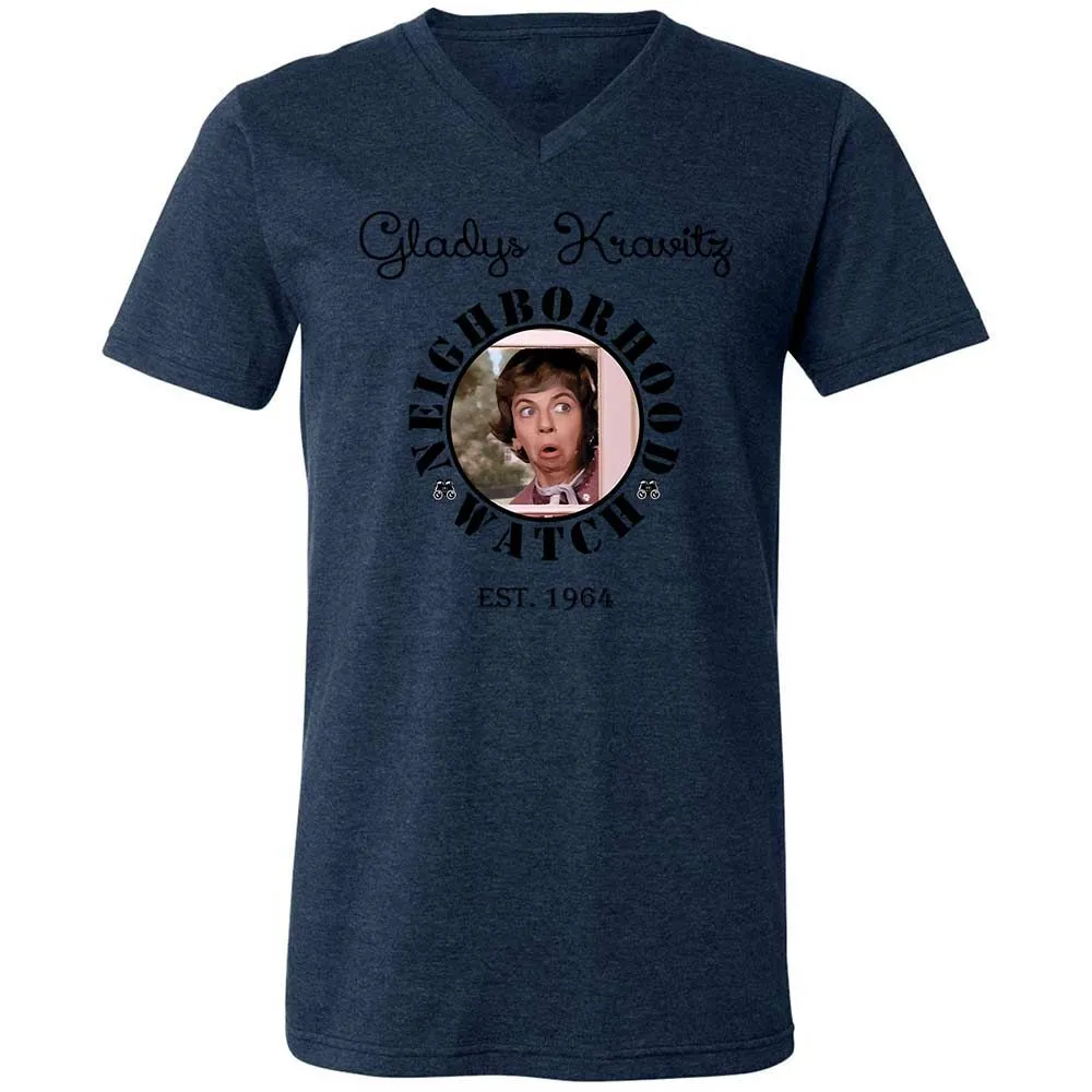 Unisex V-Neck T-Shirt - TAZQTQEM - Heather Navy - 13