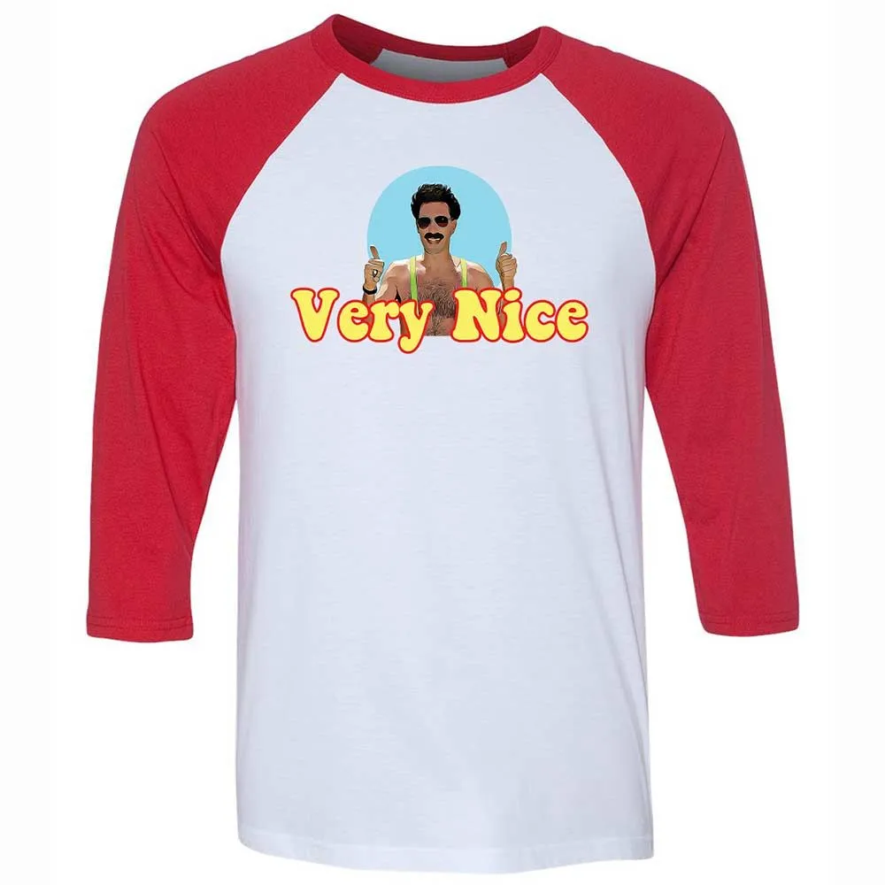 Unisex 3/4 Baseball Tee - E116GZS9 - White/Red - 9