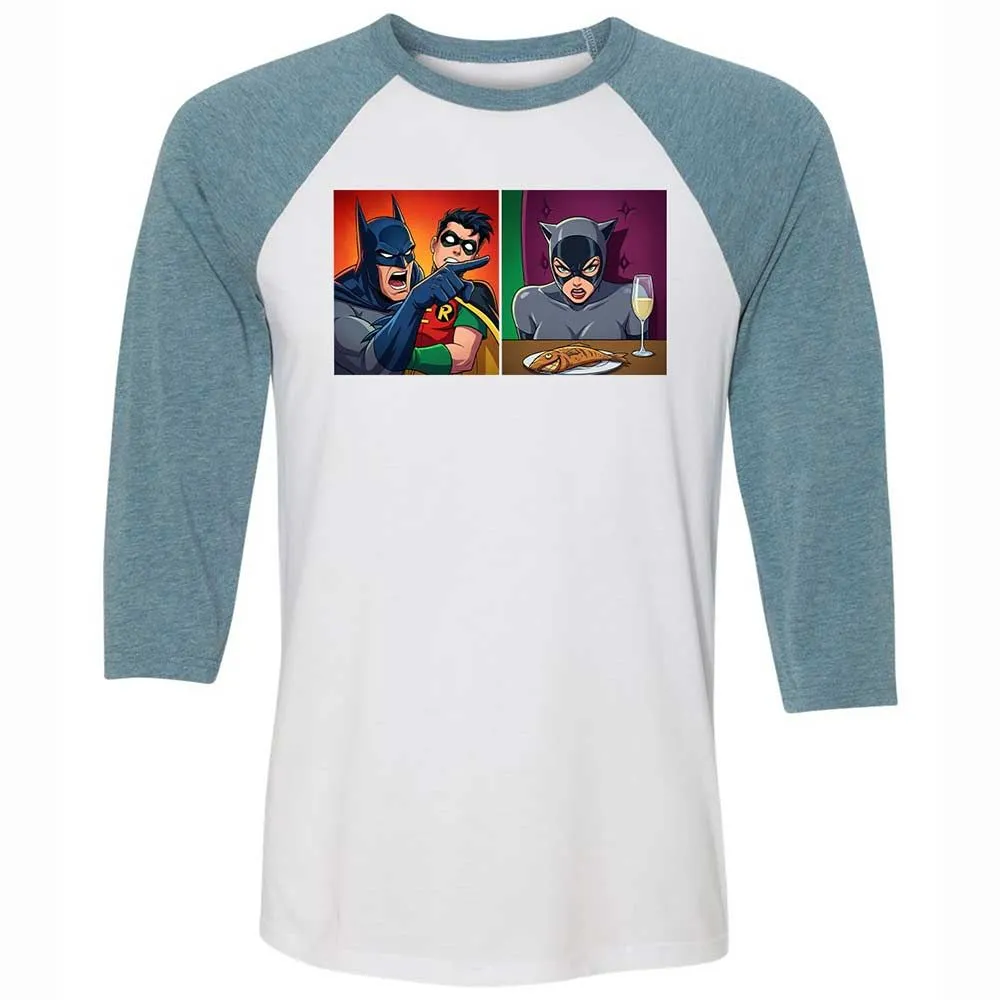 Bat Yelling at Catwoman - White/Denim - 3