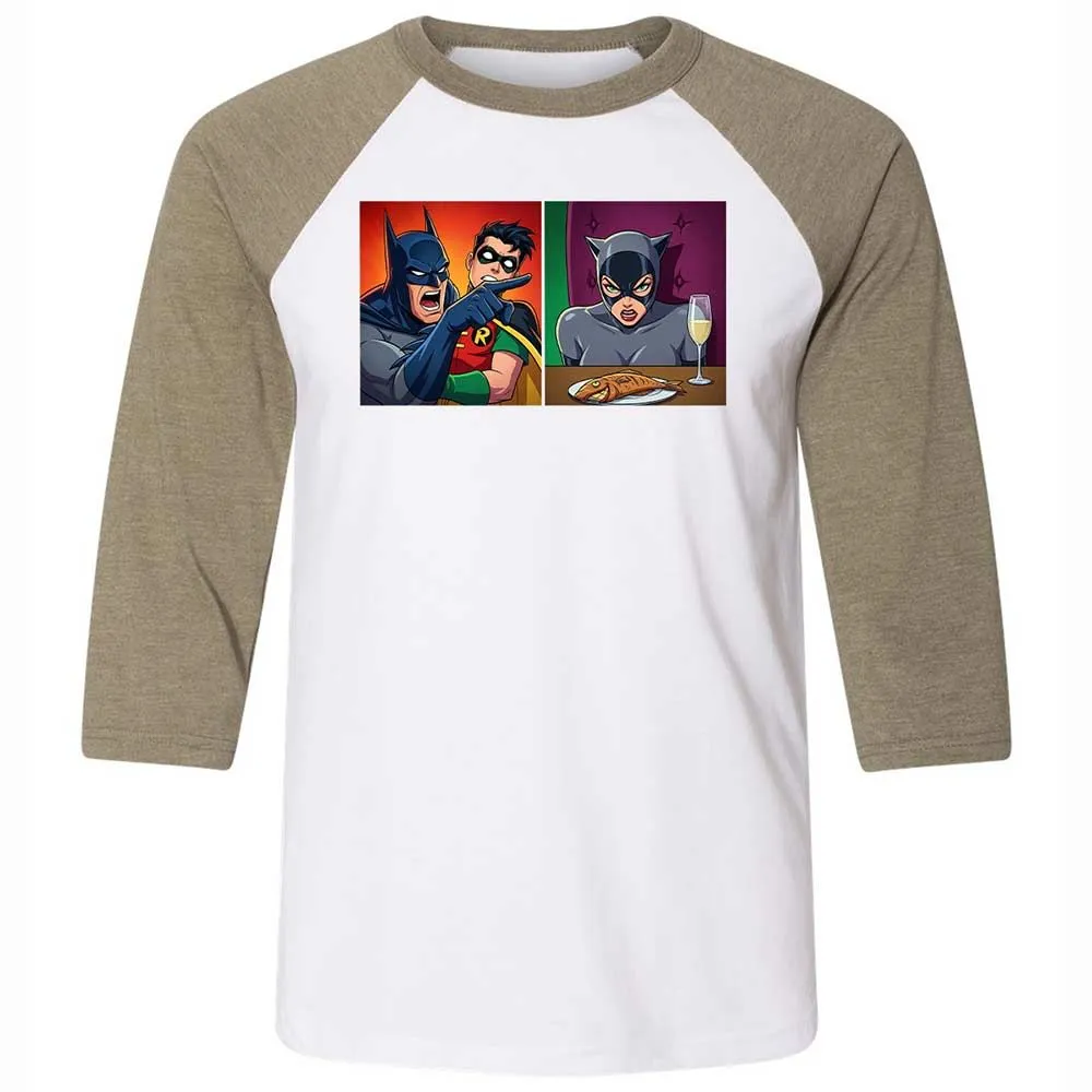 Bat Yelling at Catwoman - White/Heather Olive - 4