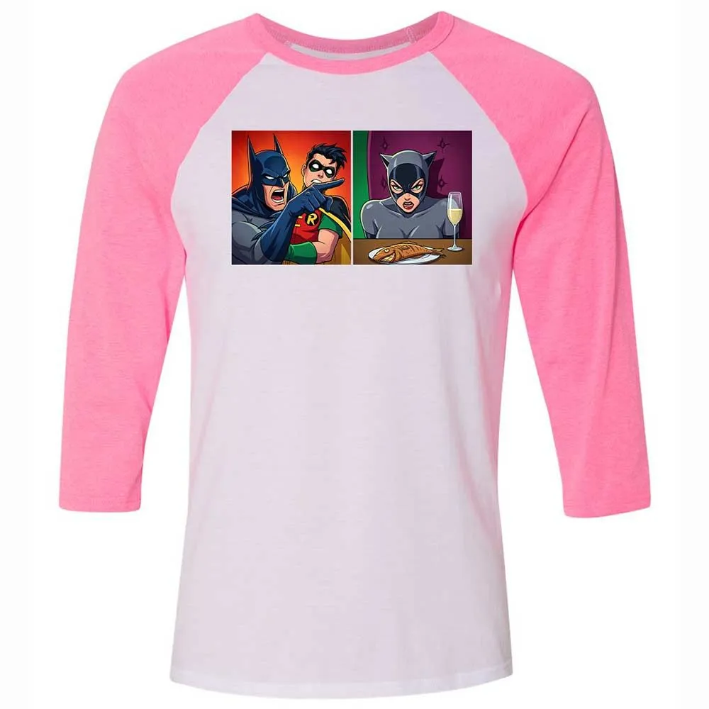 Bat Yelling at Catwoman - White/Neon Pink - 12