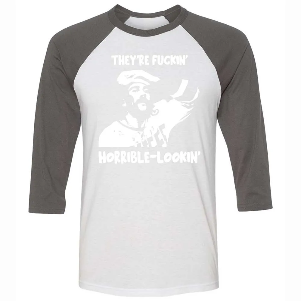 Unisex 3/4 Baseball Tee - DYE3NCBR - White/Asphalt - 2