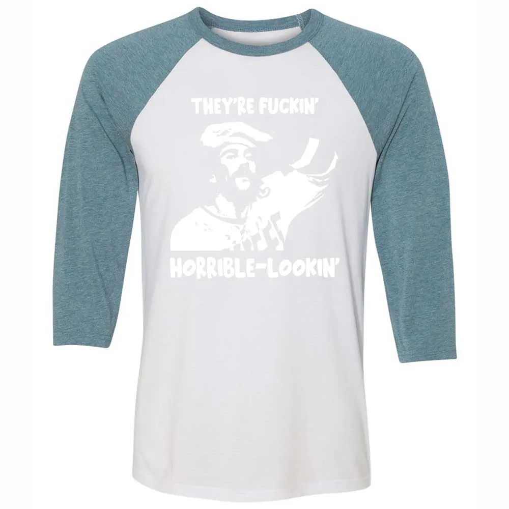 Unisex 3/4 Baseball Tee - DYE3NCBR - White/Denim - 3