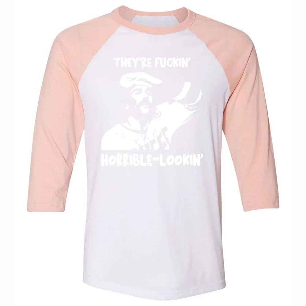 Unisex 3/4 Baseball Tee - DYE3NCBR - White/Heather Peach - 5