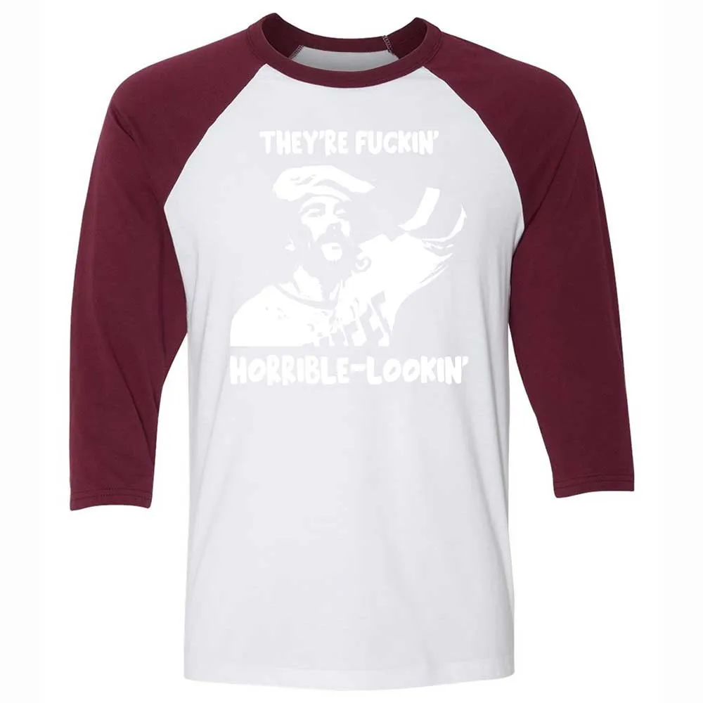 Unisex 3/4 Baseball Tee - DYE3NCBR - White/Maroon - 7